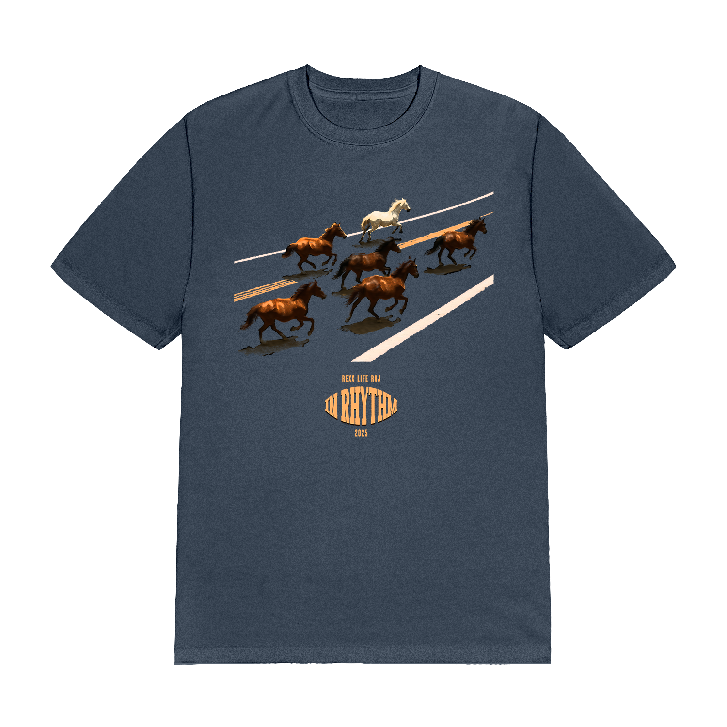 In Rhythm Horse Tee (Washed Denim) – Rexx Life Raj