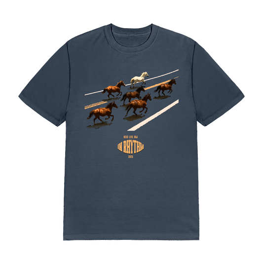 In Rhythm Horse Tee (Washed Denim)