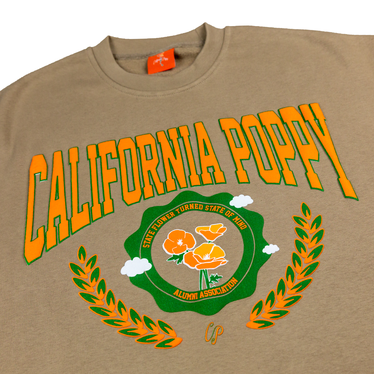 California Poppy - Alumni Crew Grey & Tan