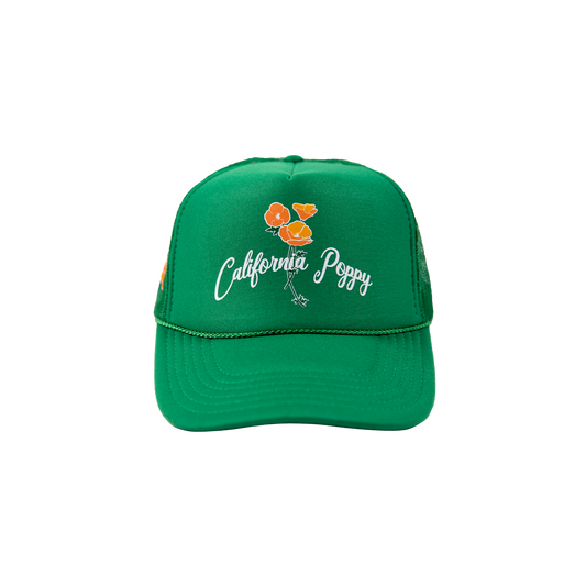 California Poppy - Logo Green Trucker Hat